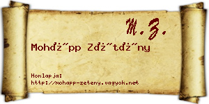 Mohápp Zétény névjegykártya